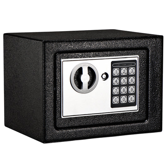 Electronic Safe Box with Keypad & Keys, Money Lock Boxes, Safety Boxes for Home, Office, Hotel Rooms,Business, Jewelry, Gun, Cash, Steel Alloy Drop Safe 9.1" x 6.7" x 6.7''