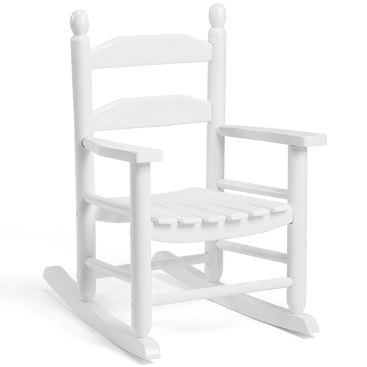 Child's Wood Porch Rocker - Perfect for Indoor or Outdoor All Weather Porch Rocker for Garden,Lawn,Balcony,Backyard and Patio Porch Rocker Use - Suitable for 3-7 Years Old(White)