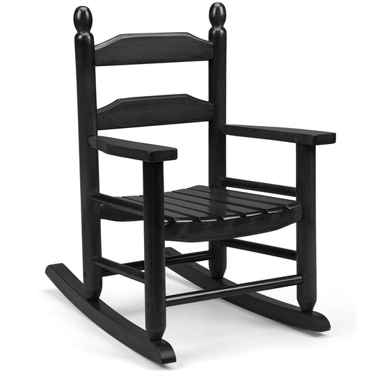 Child's Wood Porch Rocker - Perfect for Indoor or Outdoor All Weather Porch Rocker for Garden,Lawn,Balcony,Backyard and Patio Porch Rocker Use - Suitable for 3-7 Years Old(Black)