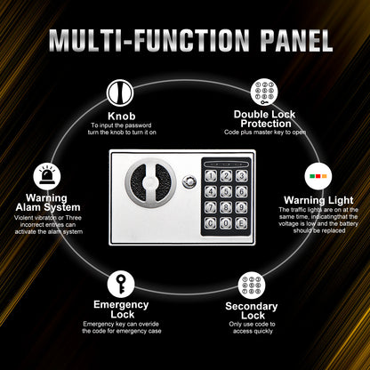 Electronic Safe Box with Keypad & Keys, Money Lock Boxes, Safety Boxes for Home, Office, Hotel Rooms,Business, Jewelry, Gun, Cash, Steel Alloy Drop Safe 9.1" x 6.7" x 6.7''